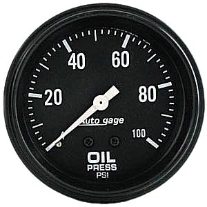 Auto Meter 1 5/8in. Pressure Gauge - 0-100 psi - Silver Face 2180 Oil Pressure Auto Meter 2312