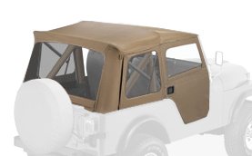 Bestop® 51597-04 Tan Supertop® Classic Replacement Soft Top with Clear Windows- 2-pc. Full doors- 1976-1983 Jeep CJ5 Tops & Roofs Bestop 51597-04