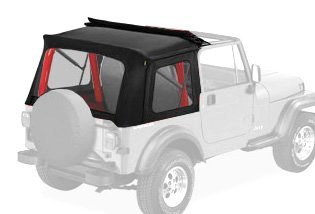 Bestop® 51698-01 Black Crush Sunrider(TM) Complete Replacement Soft Top with Clear windows- No doors included- 1976-1995 Jeep CJ7 and Wrangler Tops & Roofs Bestop 51698-01