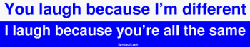 You laugh because Im different I laugh because youre all the same MINIATURE Sticker Decals