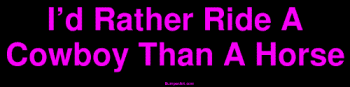 I'd Rather Ride A Cowboy Than A Horse Bumper Sticker Bumper Stickers