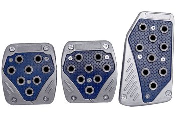 Silver Rim Blue Aluminum Inner Plates 3pc Manual (AAA) Racing Pedals Body Procarparts UNSVBU-0021P3X