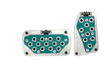 OTTO Racing Glow At Night Silver Rim Green Inner Plates 2pc Automatic Racing Pedals Body Procarparts UNSVGR-0923P2X