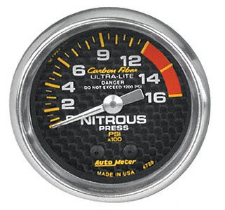 Auto Meter 4728 Carbon Fiber Mechanical Nitrous Pressure Gauge Fuel Pressure Auto Meter 4728