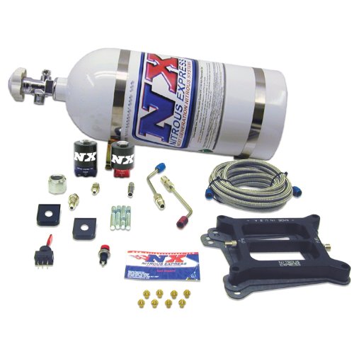 Nitrous Express 40040-10 4150 100-200 HP 4-BBL Hitman Plate System with 10 lbs. Bottle Fuel Injectors Nitrous Express 4004010