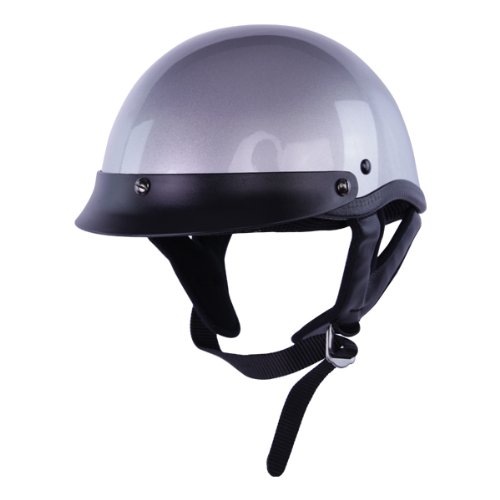 Half Helmets - Motorcycle Half Helmet DOT 100 Silver Helmets HCI 100Silver-S