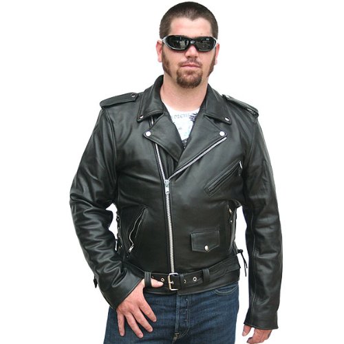 Motorcycle Jackets - Classic Biker Leather Jacket 46 Jackets Jafrum MJ400-46