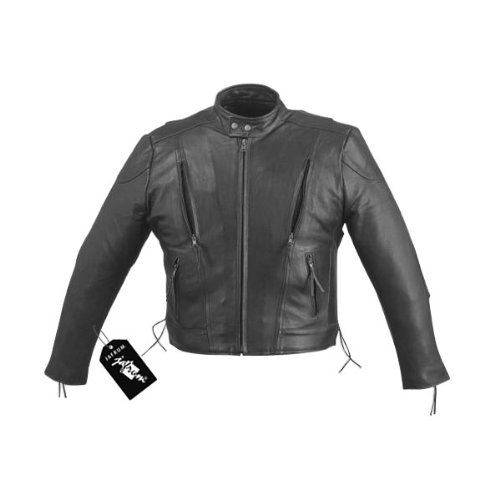 Premium Cowhide Leather Motorcycle Jacket with Euro Collar MJ470 2XL Jackets & Vests Jafrum MJ470-2XL