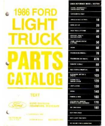 1986 Ford Truck Bronco Econoline Part Numbers Book Interchange Illustrations OEM Software Ford 127R