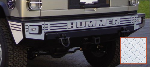 RealWheels Diamond Plate SS Slotted Rear Upper Bumper Overlay Cover Kit, for the 2003 Hummer H2 Bumper Covers Real Wheels 6K3H30--PD-2-601WR--VUSSWR