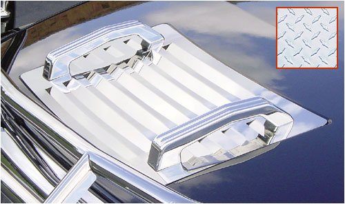 RealWheels Diamond Plate SS Over-The-Pocket 7-Louver Top Grille Overlay Cover Kit, for the 2004 Hummer H2 Hood Vents Real Wheels 6K3H40--PD-2-101WR--VUSSWR