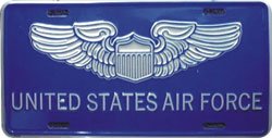 Air Force Military License Plate Categories