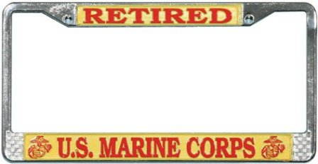 US Marines Retired License Plate Frame (Chrome Metal) Frames License Plate Shop LFM02
