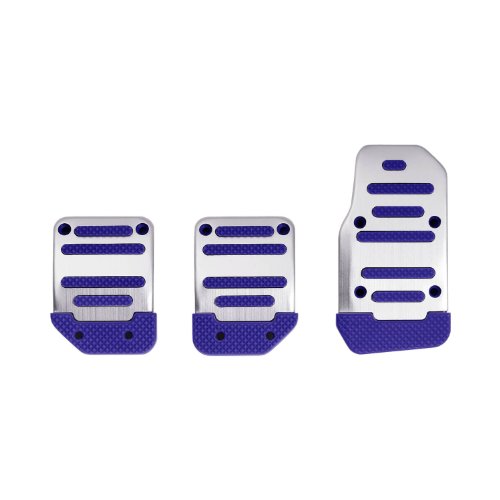 Pilot PM213B 3pc Racing Pedal Set Silver with Blue Inserts Body Pilot Automotive PM213B