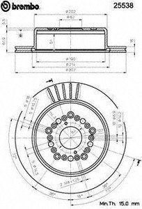 Brembo 25538 Rear Disc Brake Rotor Brake Kits Brembo 25538
