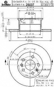Brembo 25037 Front Disc Brake Rotor Rotors Brembo 25037
