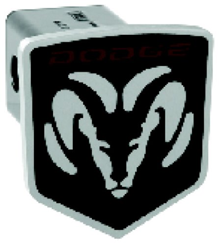 TM Performance 08000 Black and Red 'Dodge Ram Head' Image Line 2 Billet Hitch Cover Hitch Covers TM Machine 08000