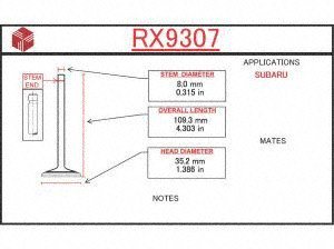 Exhaust Valves ITM Engine Components RX9307