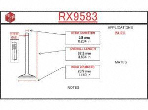 Valve Parts ITM Engine Components RX9583
