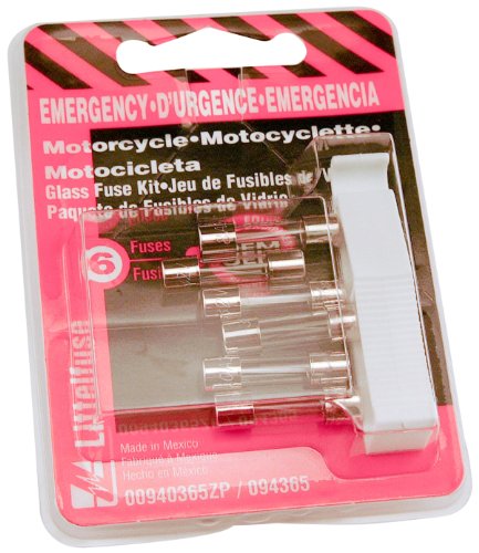 Littelfuse 00940365ZP Motorcycle Emergency Glass Fuse Kit with 1 Puller, (Pack of 6) Fuses Littelfuse 00940365ZP