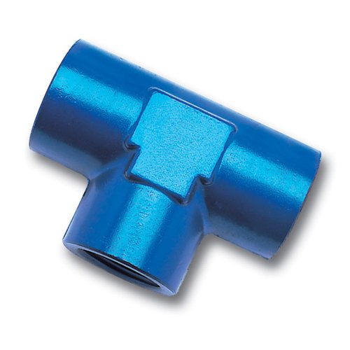 Edelbrock/Russell 661730 Blue Anodized Aluminum 3/8 Female Pipe Tee Fitting Fittings Russell 661730