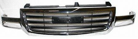03-05 GMC SIERRA PICKUP DENALI GRILLE TRUCK, Chrome Painted-Black, 1500, 2500 Series (2003 03 2004 04 2005 05) G070105 15773419 Bumper Covers Parts Train G070105-gmc-sier