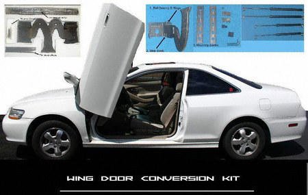 81-94 PLYMOUTH COLT WINGDOOR⢠CONVERSION KIT, WINGDOORS Mark I 90 degree weld-on door kit. Complete hardware kit including hinges, bolts and screws to convert existing regular doors WingDoors. Doors Parts Train US-WINGS-plym-colt