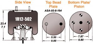 Goodyear 1R12502 Air Spring Air Springs Goodyear 1R12502
