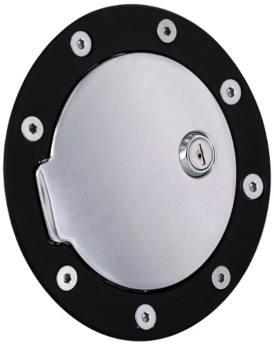 All Sales 6050KCL Black Ring with Chrome Billet Aluminum Locking Fuel Door Fuel System All Sales 6050KCL