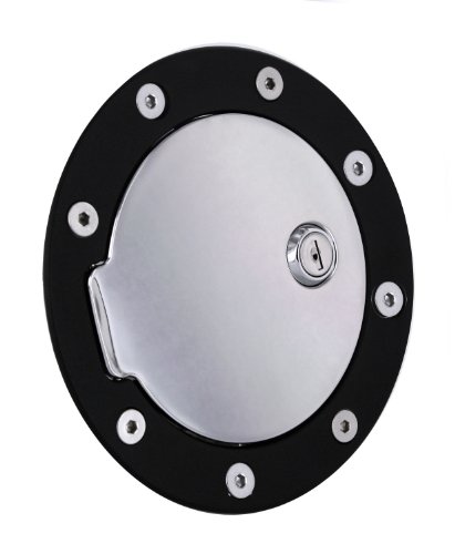 All Sales 6095KCL Black Ring with Chrome Billet Aluminum Locking Fuel Door Fuel System All Sales 6095KCL