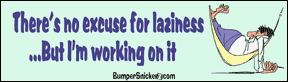 There's no excuse for laziness but I'm working on it - funny bumper stickers (Large 14x4 inches) Bumper Stickers BumperSnickerz WOR10001_L.pdf