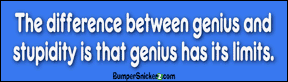 The difference between Genius & Stupidity is that genius has its limits - funny bumper stickers (Large 14x4 inches) Bumper Stickers BumperSnickerz PHI10022_L.pdf