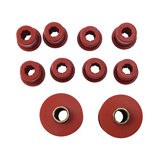 Rugged Ridge 18365.01 Red Rear Leaf Spring Bushing Kit Bushings Rugged Ridge 18365.01