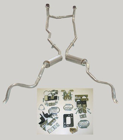 1961-1962 Corvette Exhaust System Deluxe with Off Road Muffler Aluminized Mufflers Corvette Central 321562DLX
