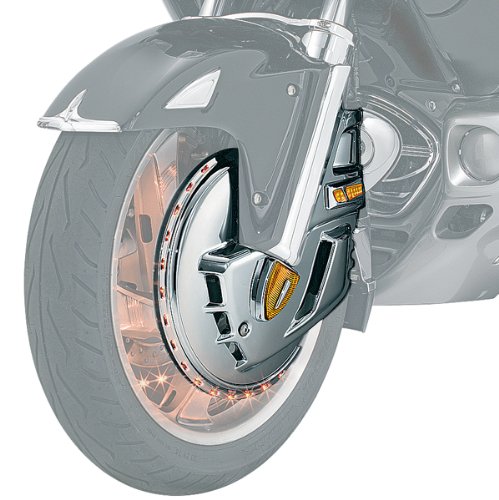 Kuryakyn 7451 Chrome Rotor Cover with Amber/Amber Ring of Fire Dash Covers & Pads Kuryakyn 7451