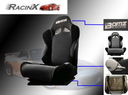 Gray with Black Universal Racing Seats - Pair Racing Seats RXSEAT137