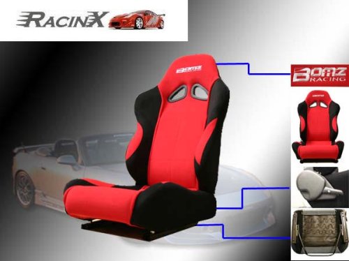 Red with Black Universal Racing Seats - Pair Racing Seats  RXSEAT139