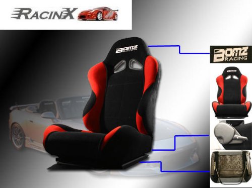 Black with Red Universal Racing Seats - Pair Racing Seats RXSEAT397