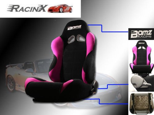 Black with Pink Universal Racing Seats - Pair Racing Seats RXSEAT245