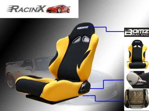 Black with Yellow Universal Racing Seats - Pair Racing Seats RXSEAT327