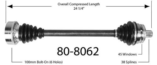 Empi 80-8062 CV Joint Half-Shaft Assembly Half-Shaft Assemblies Empi 80-8062