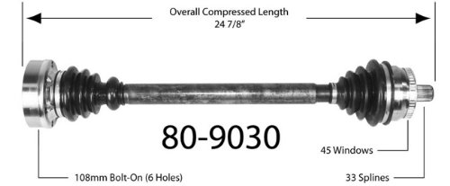 Empi 80-9030 CV Joint Half-Shaft Assembly Half-Shaft Assemblies Empi 80-9030