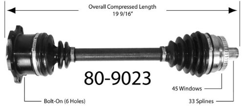 Empi 80-9023 CV Joint Half-Shaft Assembly Half-Shaft Assemblies Empi 80-9023