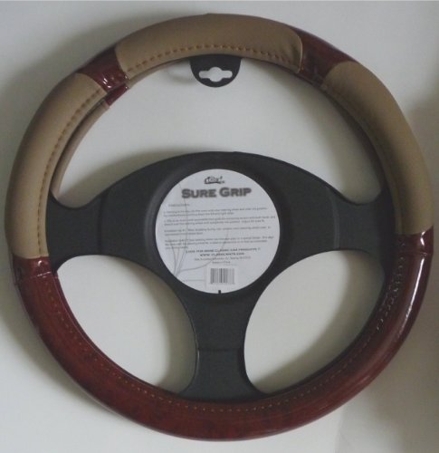 Wood & Beige Steering Wheel Cover Steering Accessories Classic Car Accessories cc002
