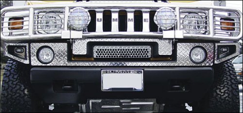 RealWheels Diamond Plate SS Front Upper Bumper Overlay Cover Kit, for the 2006 Hummer H2 SUT Bumper Covers Real Wheels 2AH2H60--PD-1-301WR--KCURTSWR