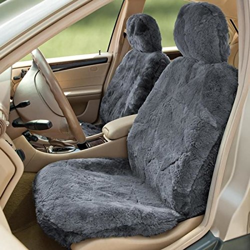 Automotive Innovations Charcoal Genuine Sheepskin Front Bucket Universal Fit Seat Cover Accessories Automotive Innovations S 07361-19