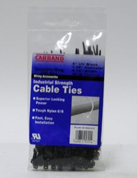 Carrand (05-30UV/C) Cable Tie and Mount, 5, Black Cable Ties Carrand 05-30UV/C
