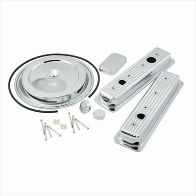 Mr. Gasket 9461 Valve Covers - Engine Dress-Up Kit; Incl. Chrome Plated Caps w/Hold Down Bolts/Master Cylinder Cover Cap/Power Steering Cap Cover/Air Cleaner Lid; Valve Covers Mr. Gasket 9461