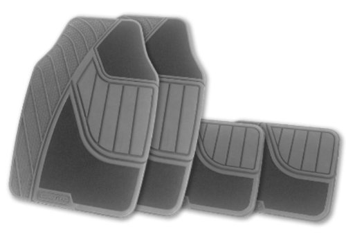 Goodyear GY5004GRY Gray Universal Premium Rubber and Carpet Floor Mat Set - 4 Piece Universal Fit Kraco GYFM5004G