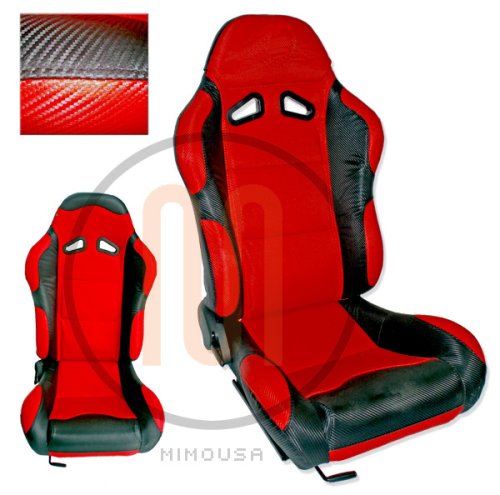 Honda Element Red (Driver & Passanger Seats) Interior Parts - Racing Seats - Fuzion Racing Seats Interior Parts - Racing Seats - Fuzion Racing Seats Racing Seats MimoUSA 7763-2228-3615-9405